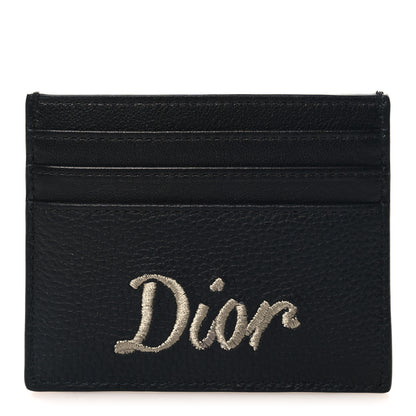 Christian Dior X SHAWN STUSSY Grained Calfskin Ox Head Card Holder Black 1 of 7