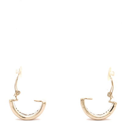 Chanel Metal Logo Hoop Clip On Earrings Gold 3 of 4