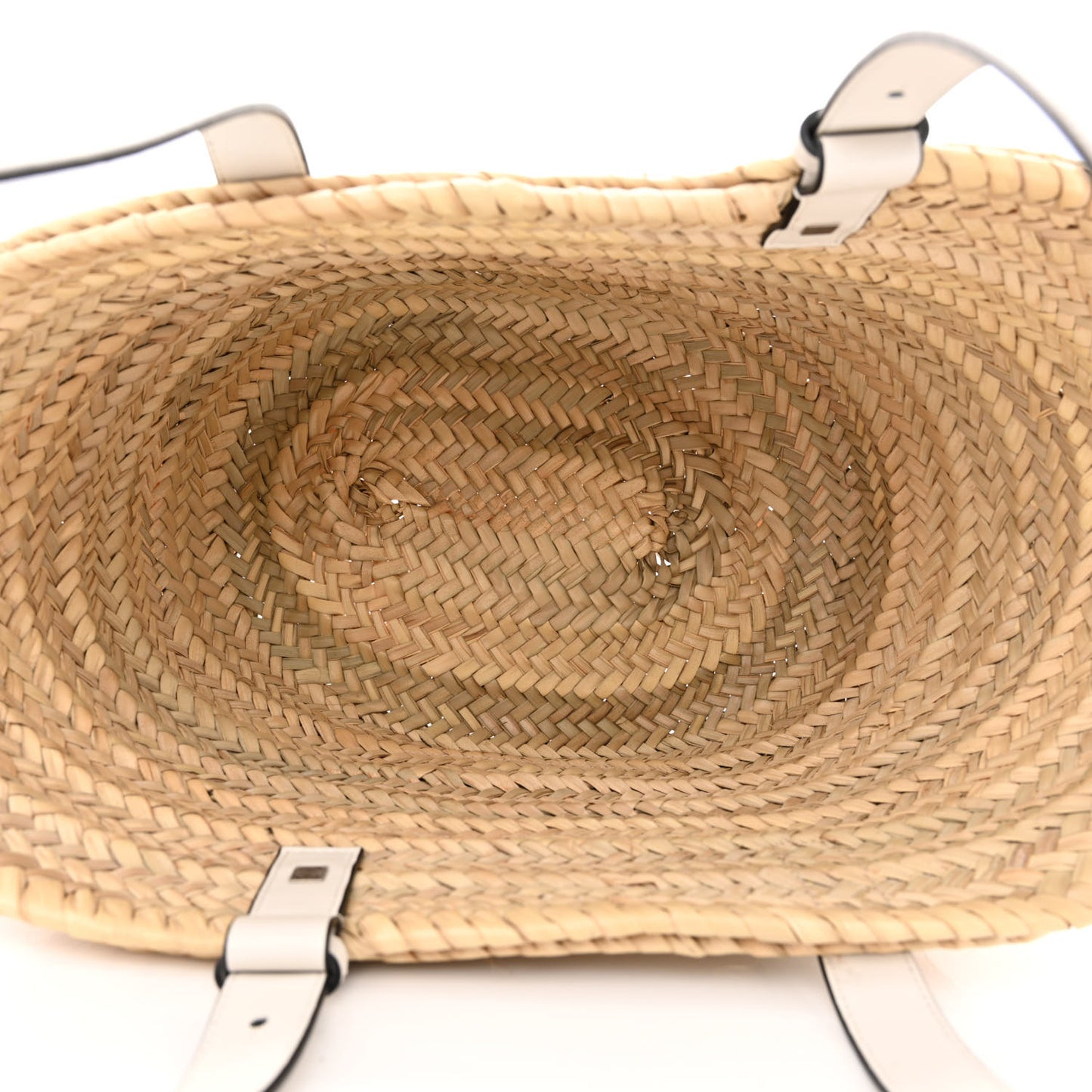 Raffia Basket Tote Bag Natural White