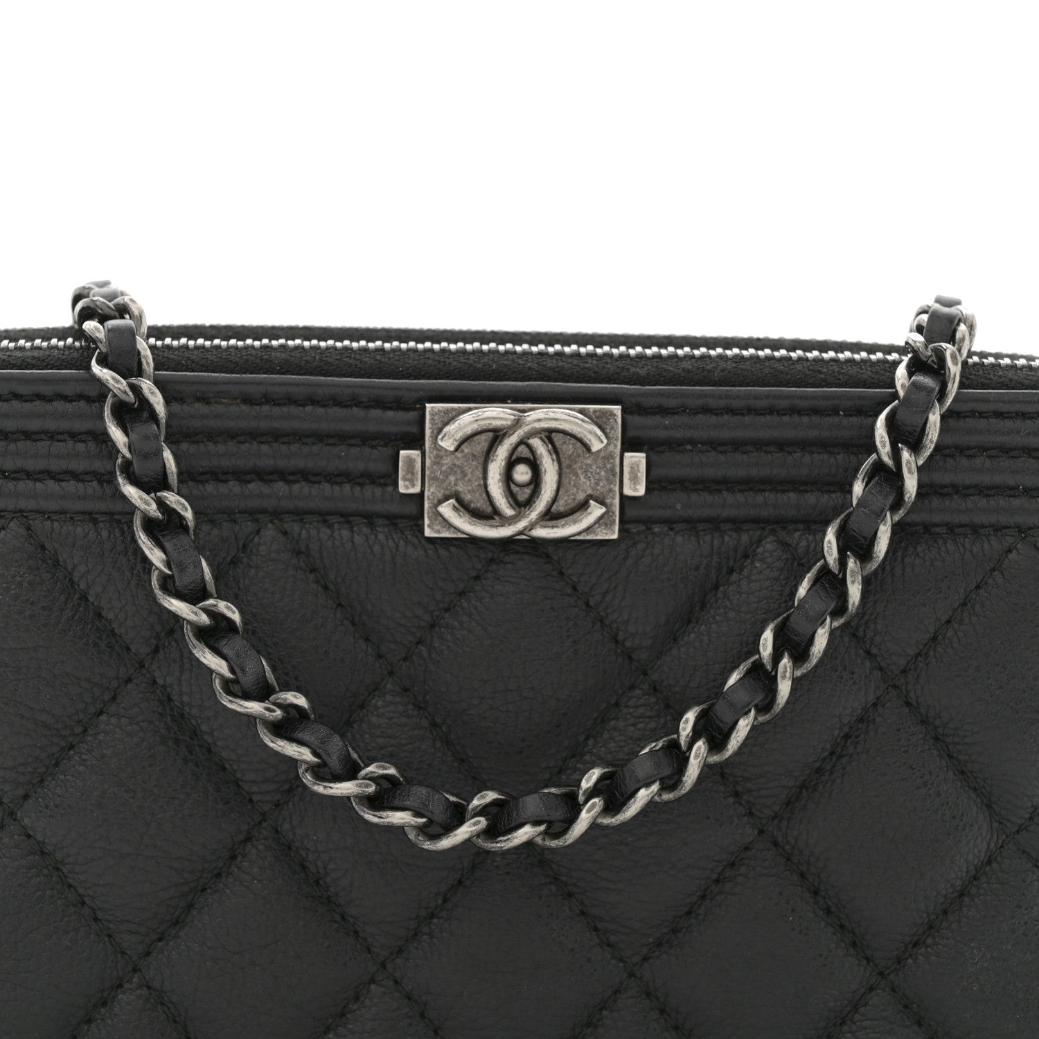 Chanel Caviar Quilted Small Boy Clutch With Chain Black 9 of 12