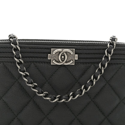 Chanel Caviar Quilted Small Boy Clutch With Chain Black 9 of 12