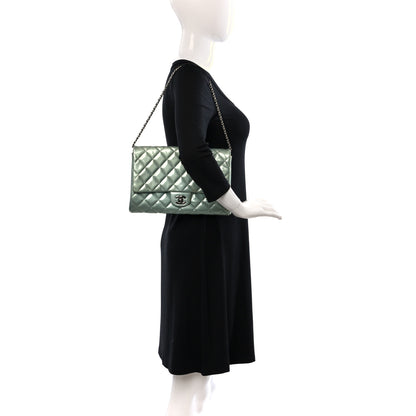 Chanel Patent Quilted Clutch with Chain Flap Blue 2 of 9