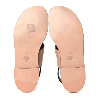 Valentino Garavani Grainy Cowhide Vlogo Slingback Flat Thong Sandals 35.5 Rose Cannelle 5 of 8