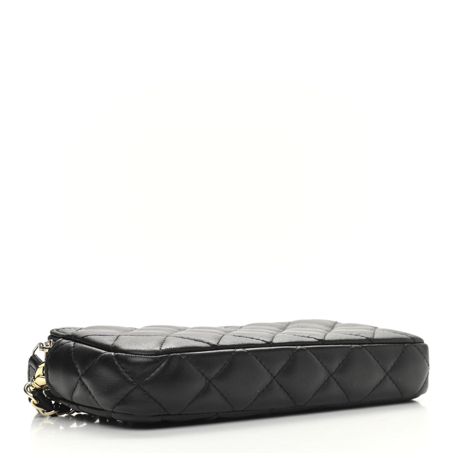 Lambskin Quilted Small Clutch With Chain Black