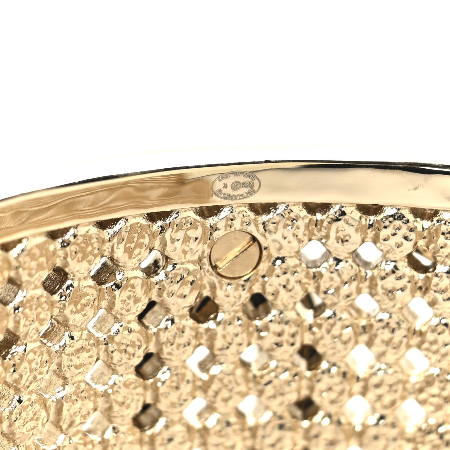 Chanel Metal Crystal CC Cuff Bracelet M Black Gold 4 of 4
