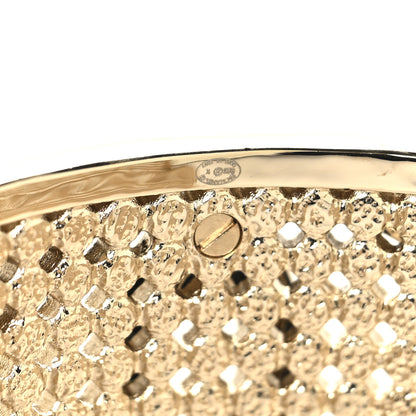 Chanel Metal Crystal CC Cuff Bracelet M Black Gold 4 of 4