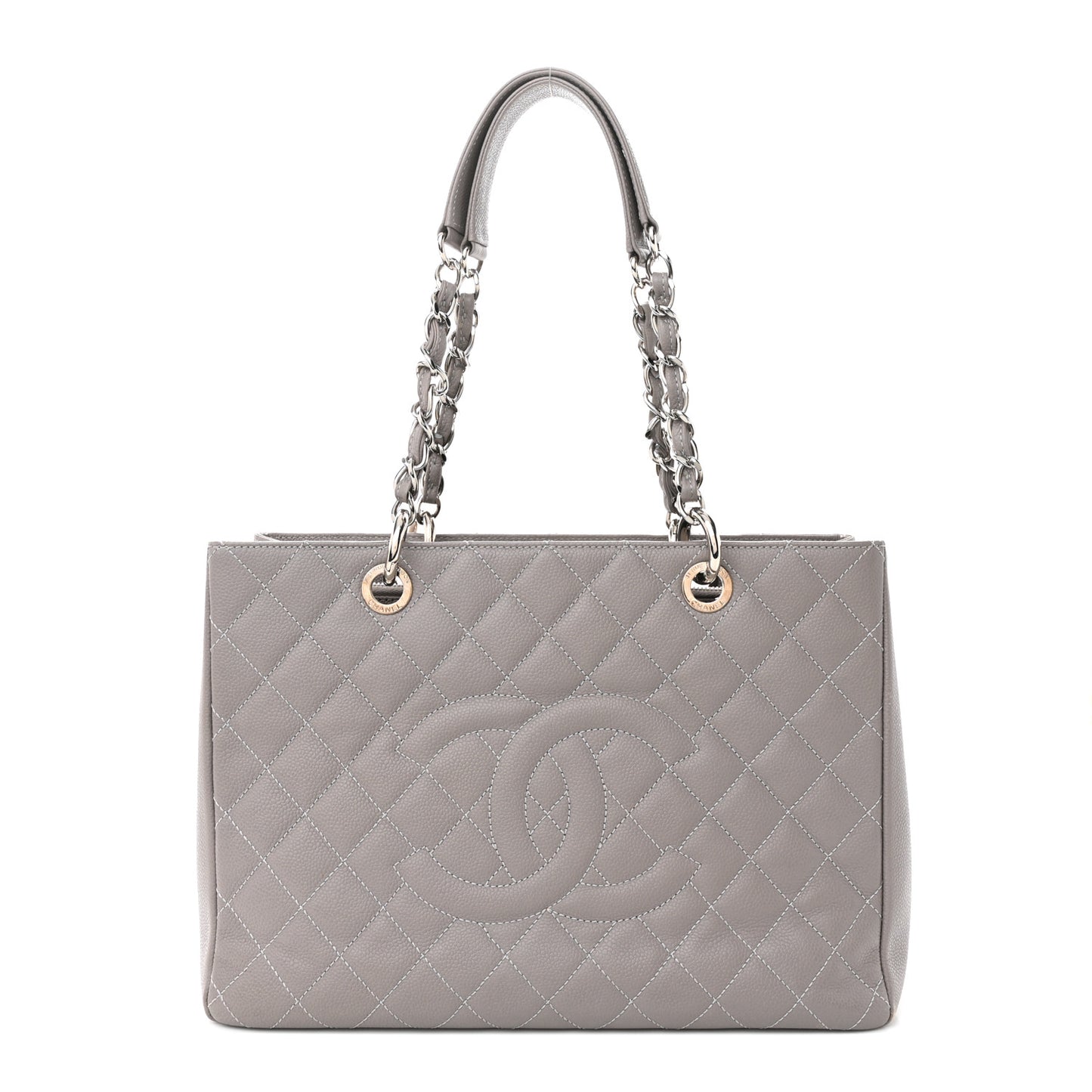 Caviar Quilted Grand Shopping Tote GST Light Grey