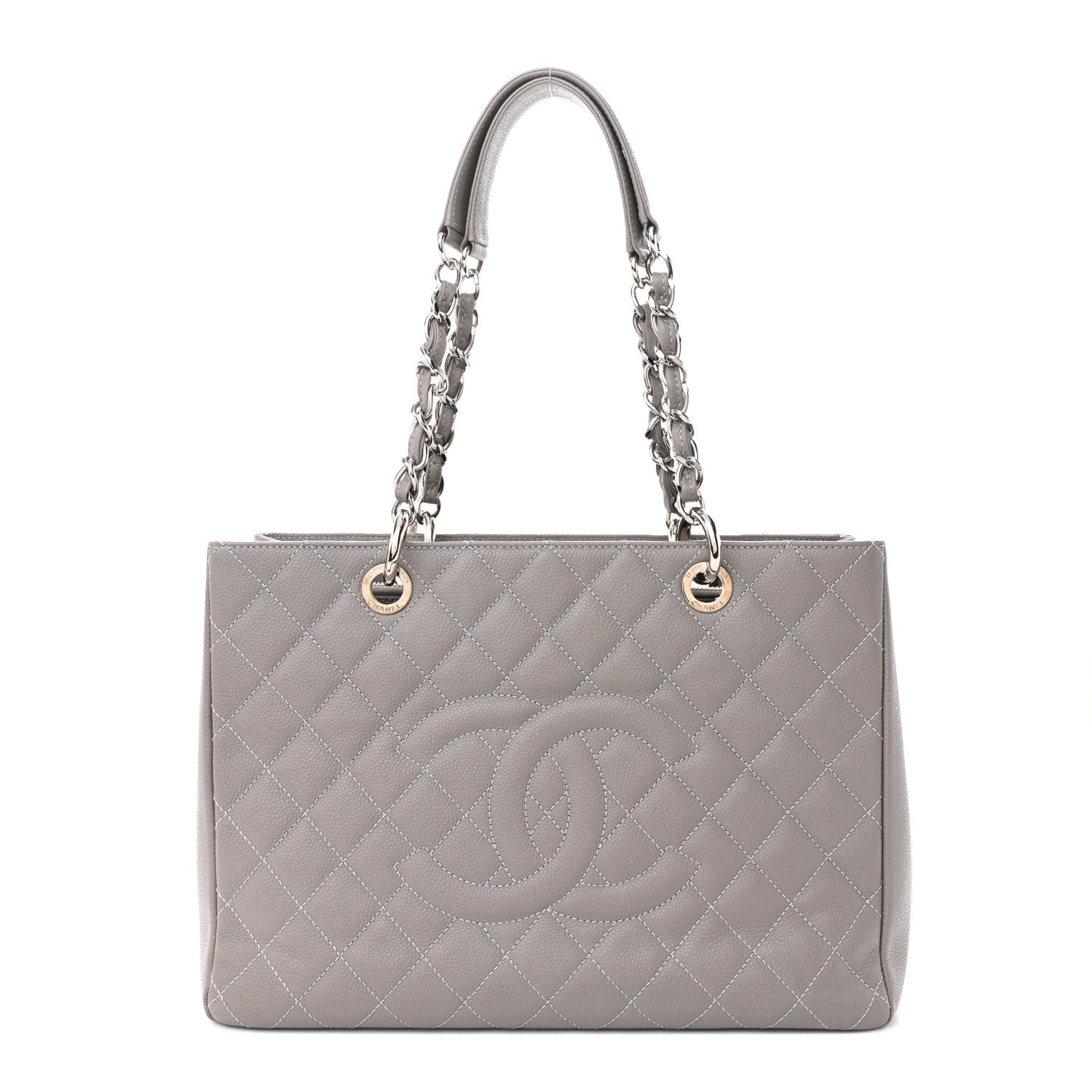 Chanel Caviar Quilted Grand Shopping Tote GST Light Grey 1 of 16
