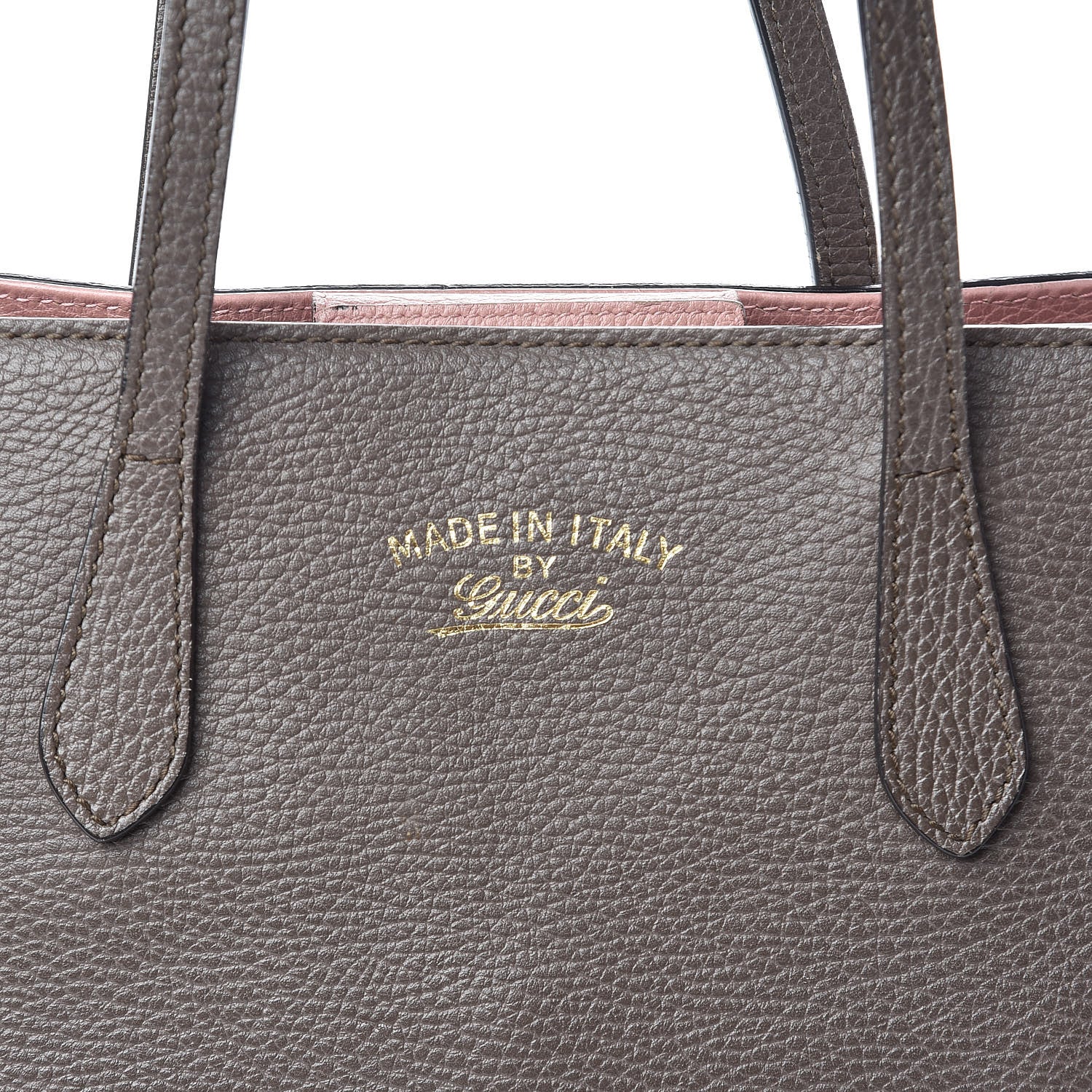 Gucci Dollar Calfskin Small Swing Tote Grey Field Soft Pink 9 of 10