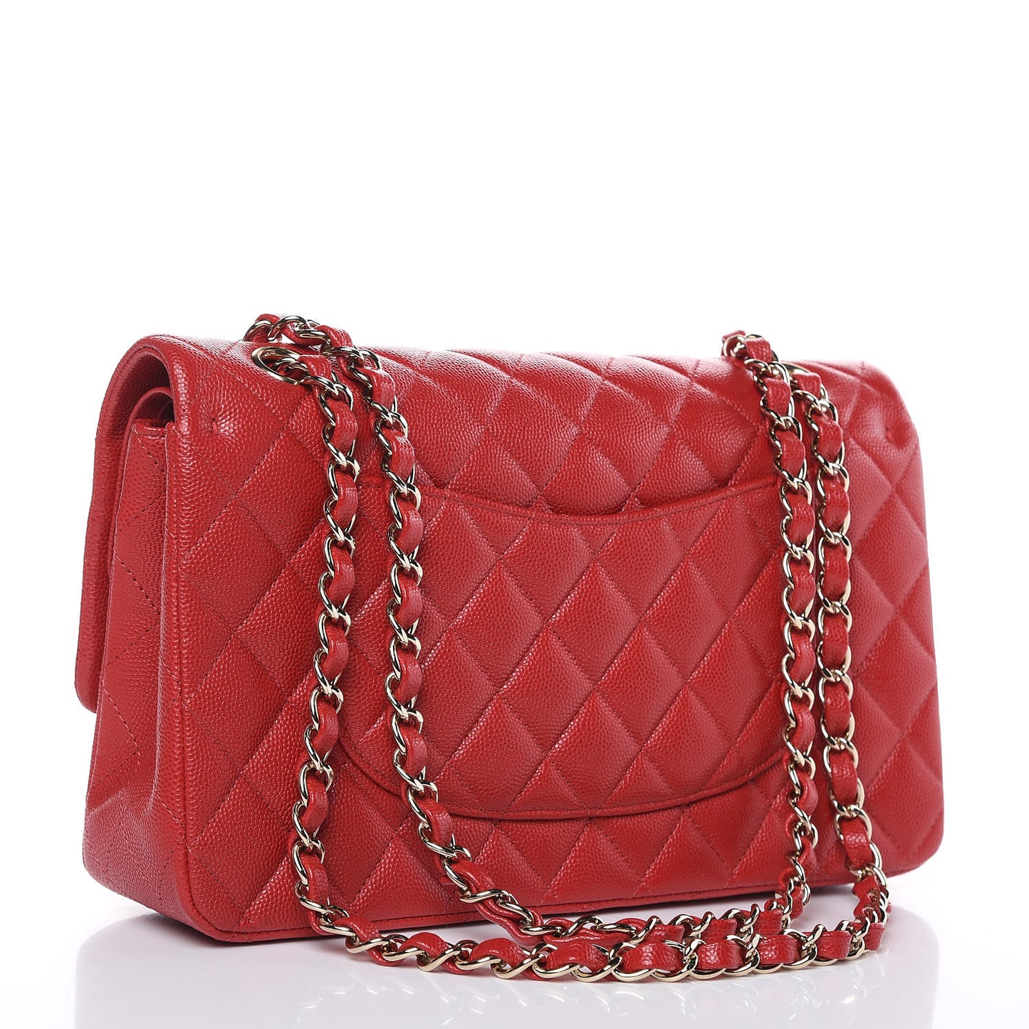 Caviar Quilted Medium Double Flap Red