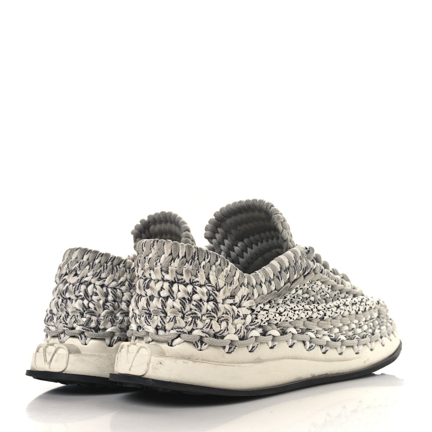Fabric Crochet Mens Low Top Sneakers 44 Pastel Grey