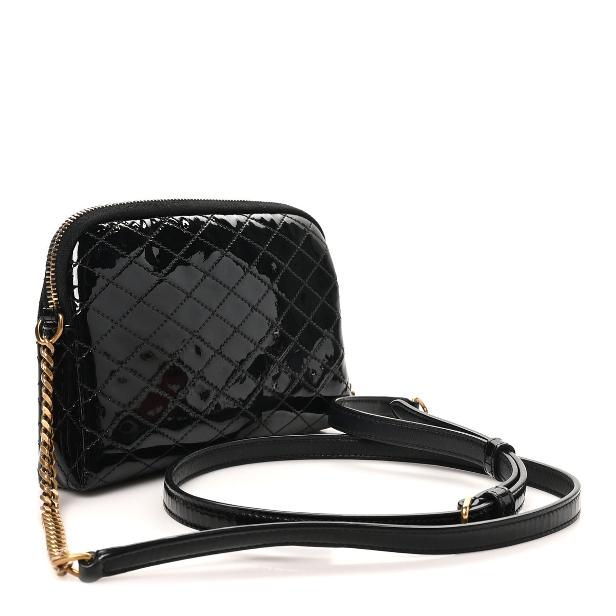 Lambskin Quilted Gaby Zipped Pouch Black