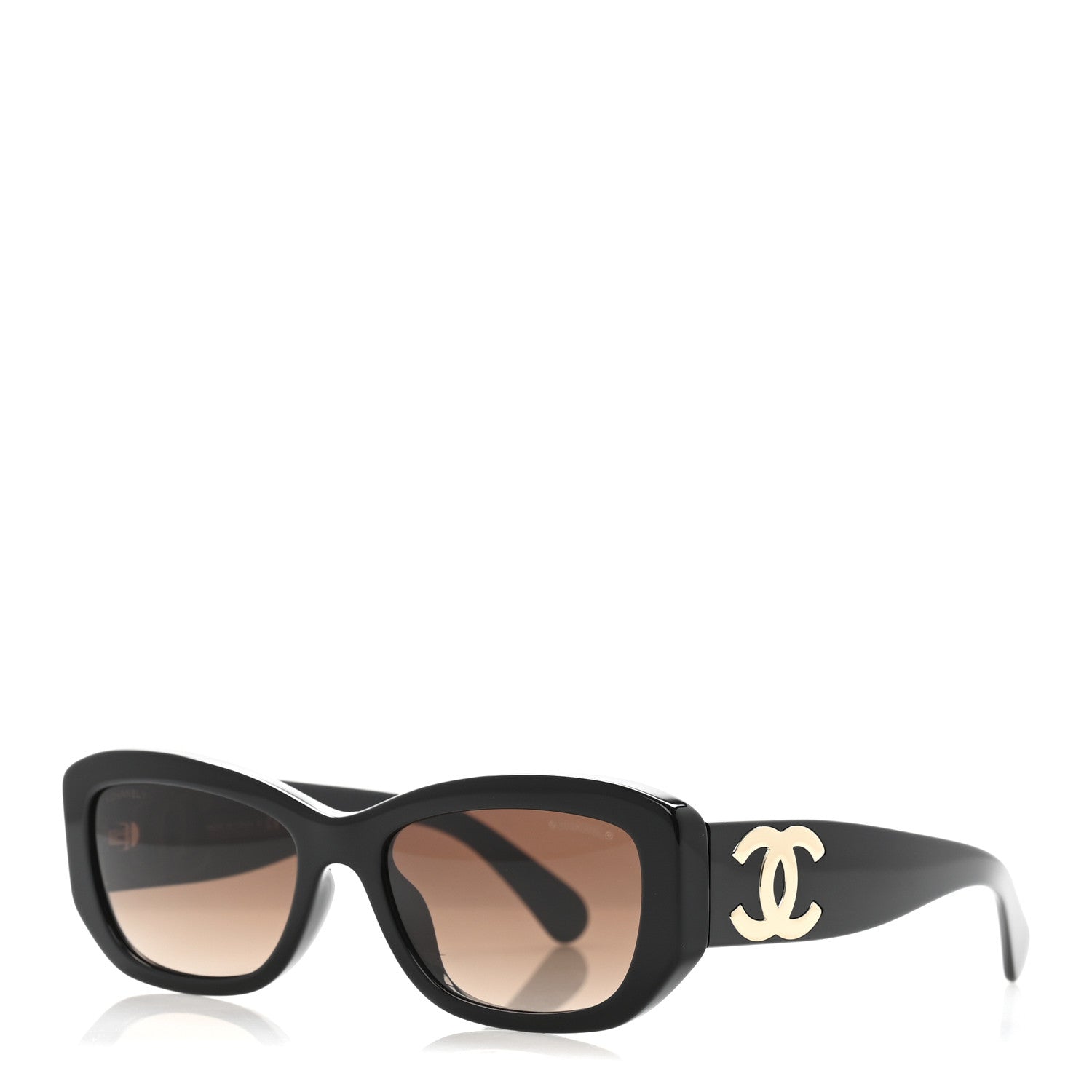Chanel Acetate Rectangle Sunglasses 5493-A Black Brown 1 of 8