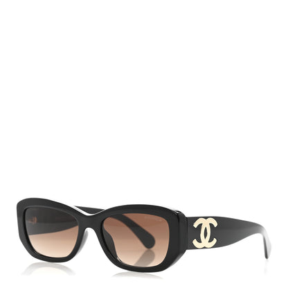 Chanel Acetate Rectangle Sunglasses 5493-A Black Brown 1 of 8