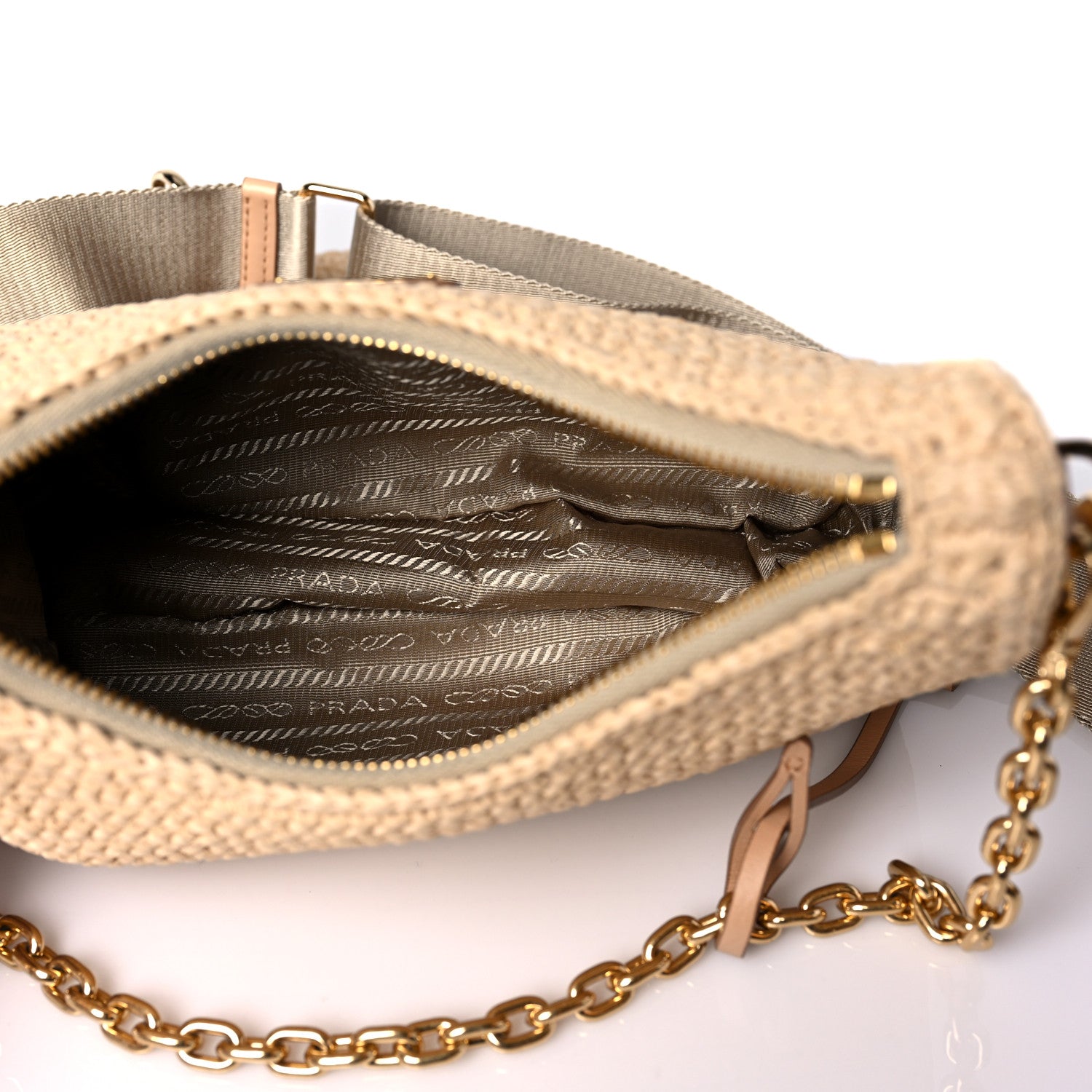 Prada Yarn Raffia Effect Crochet Re-Edition 2005 Shoulder Bag Naturale 7 of 9