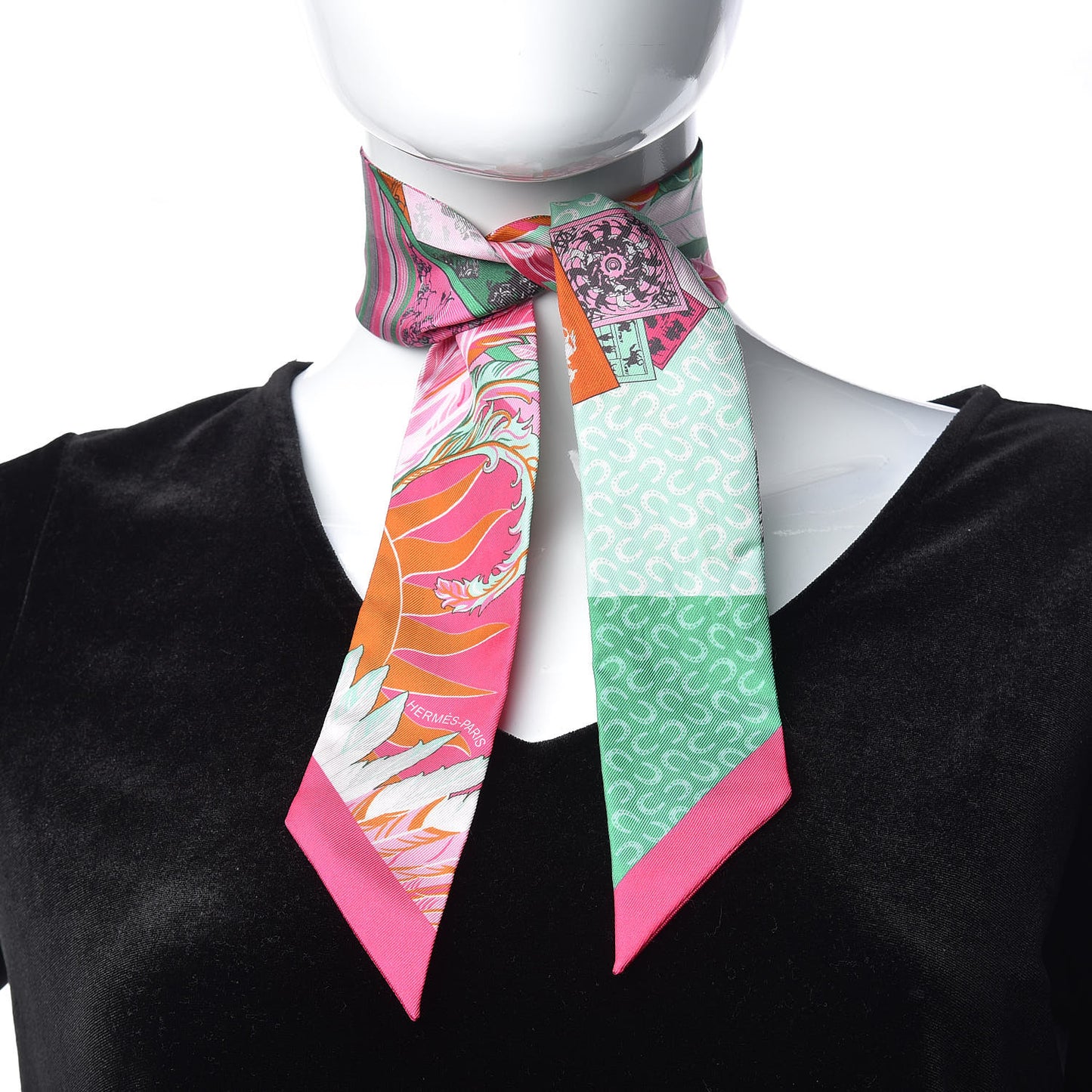 Silk Cheval Phoenix Twilly Fuchsia Vert Rose