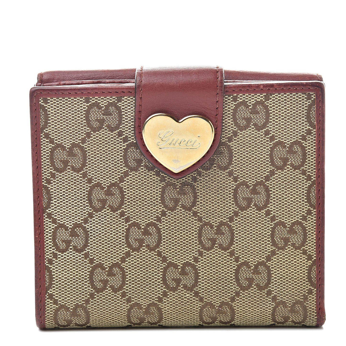Monogram Heart French Wallet Red