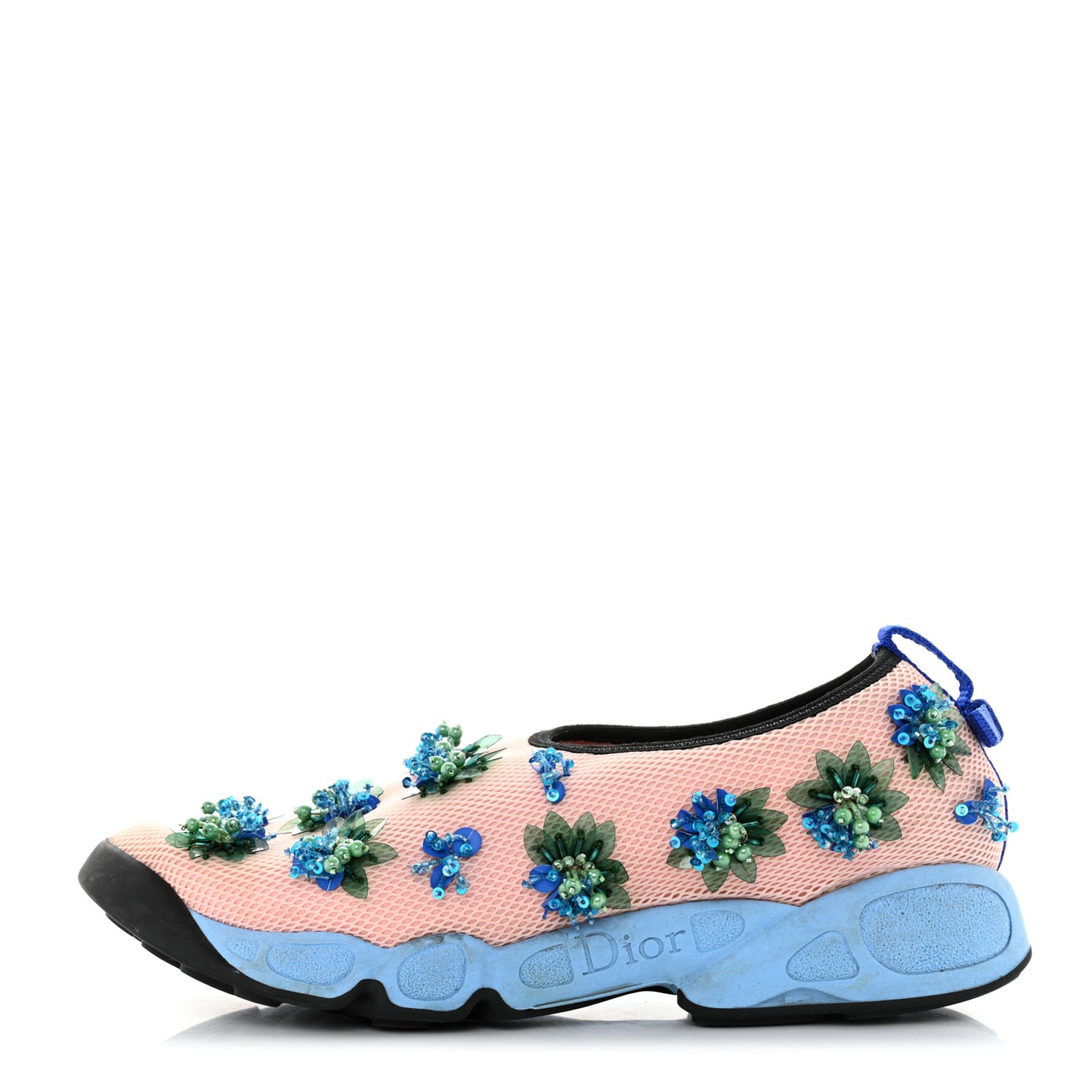 Technical Canvas Embellished Dior Fusion Sneakers 37.5 Pink Blue