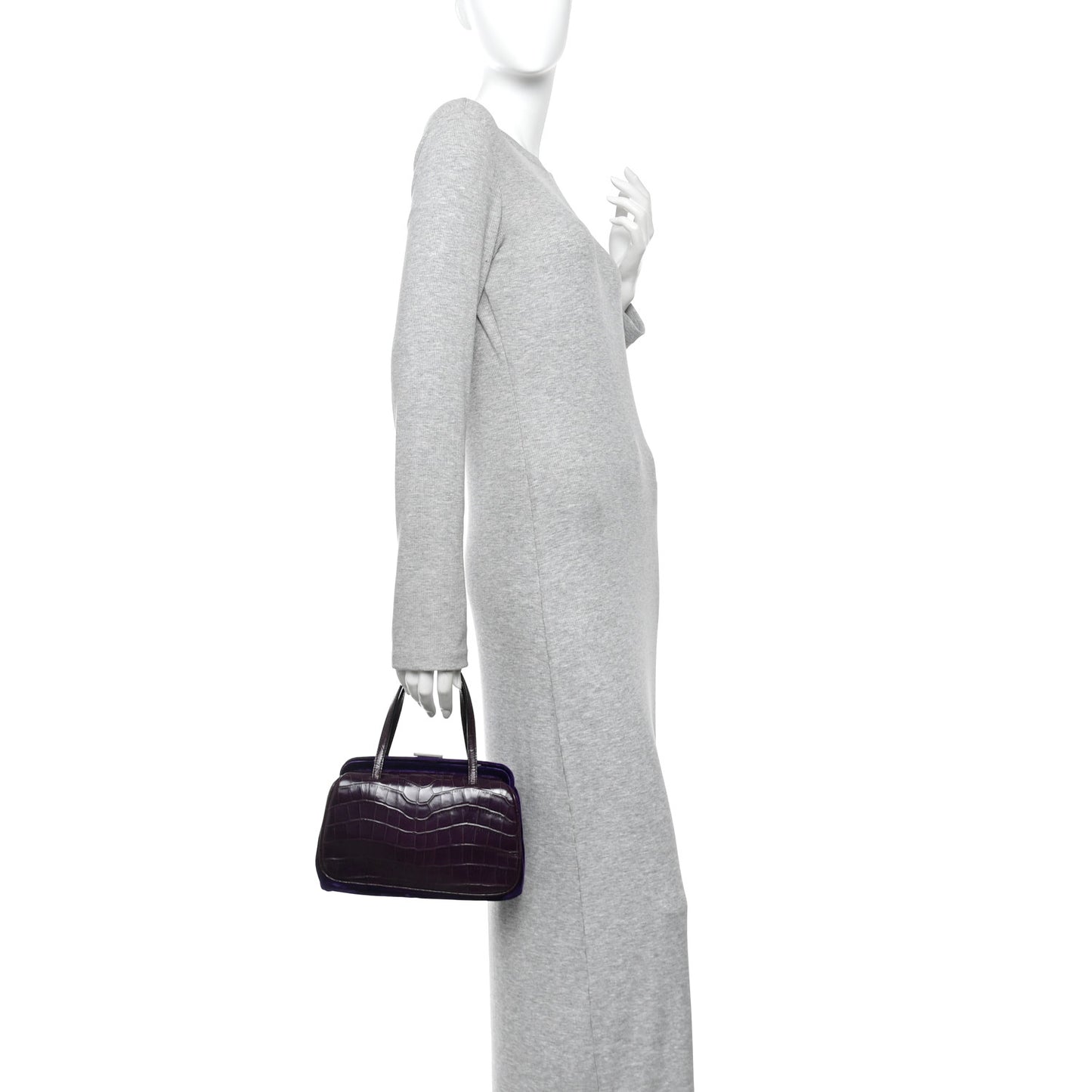 Crocodile Velvet Frame Bag Purple