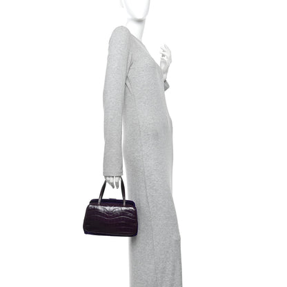 Prada Crocodile Velvet Frame Bag Purple 2 of 10