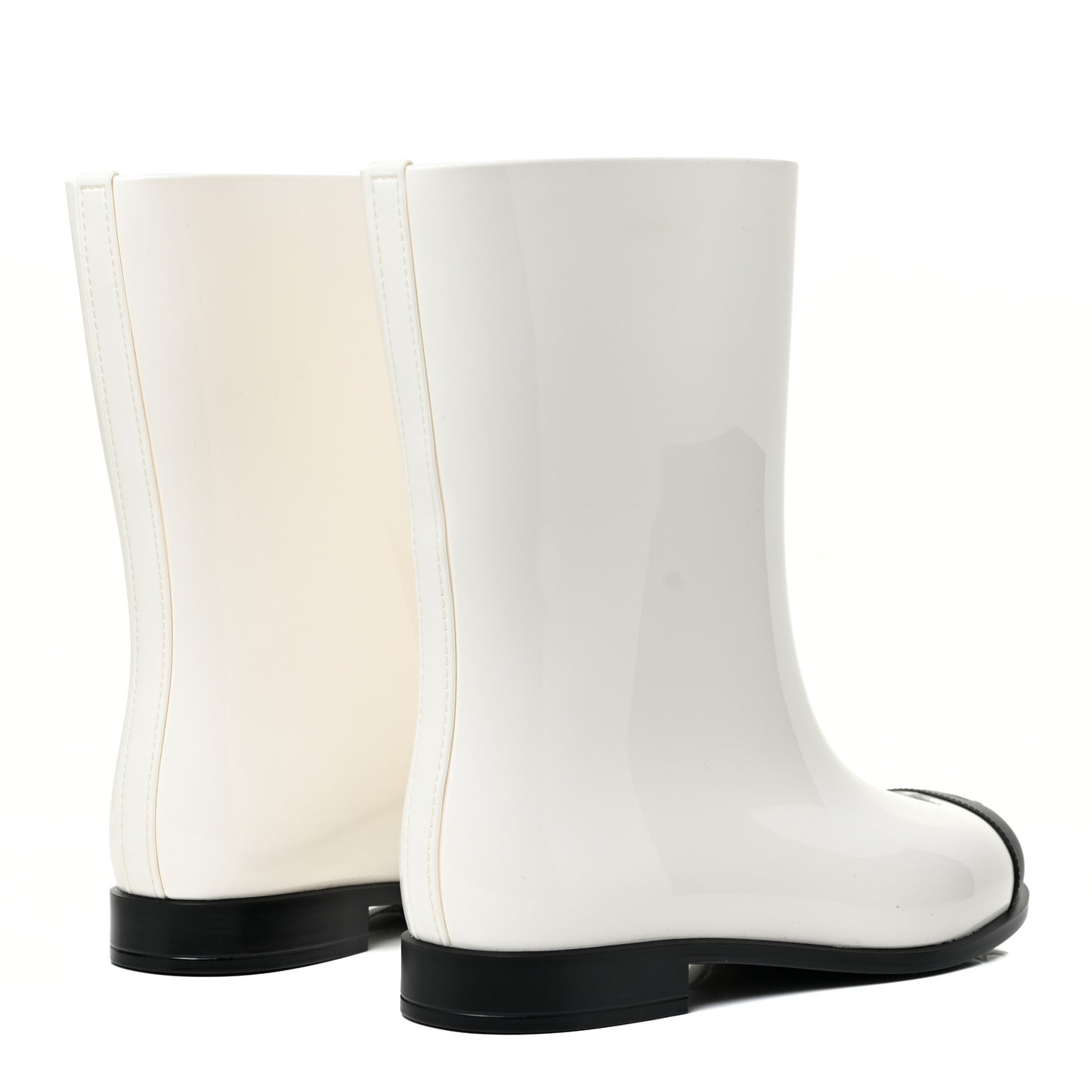 Rubber Rain Boots 39 Ivory Black