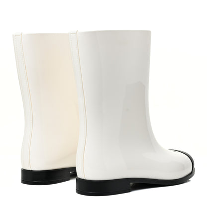Chanel Rubber Rain Boots 39 Ivory Black 4 of 10