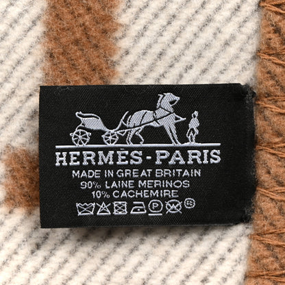 Hermes Wool Cashmere Avalon Blanket Ecru Camel 3 of 3