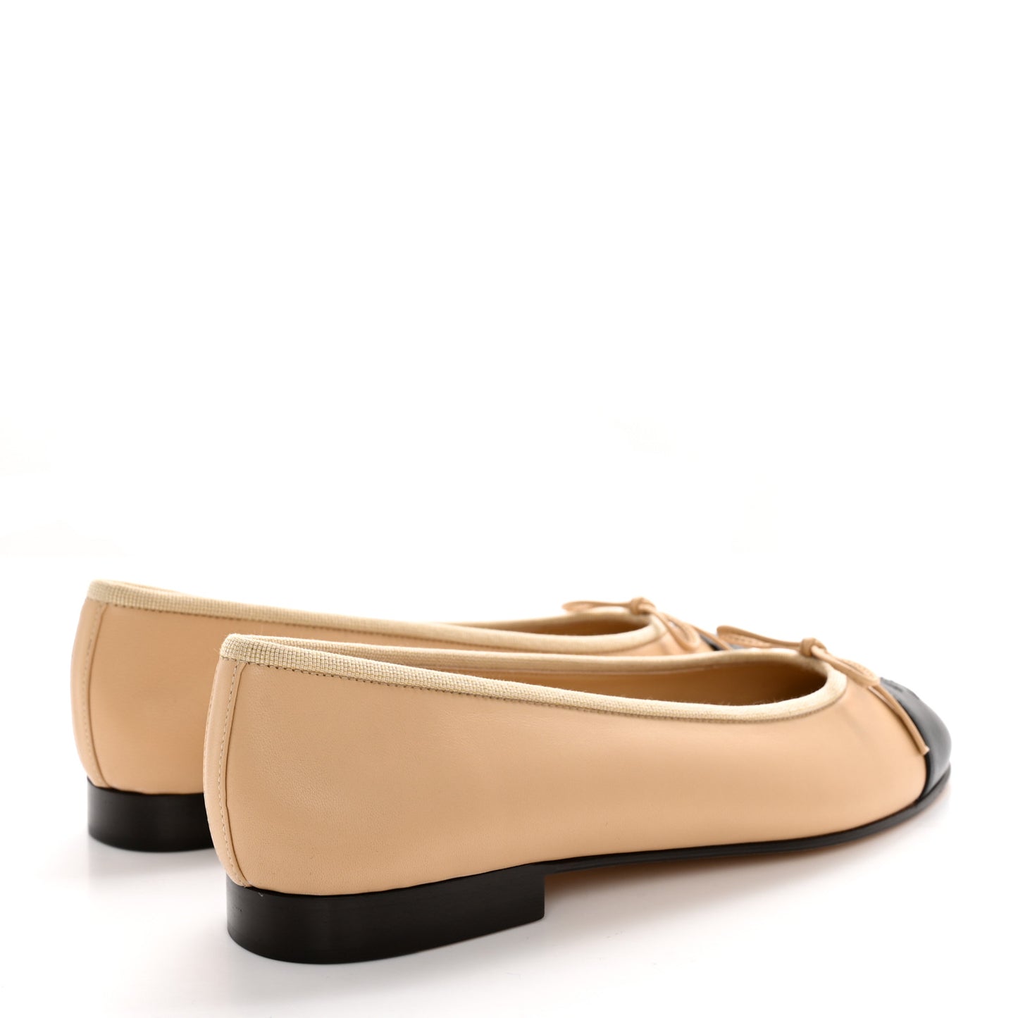 Lambskin Cap Toe CC Ballerina Flats 36.5 Beige Black