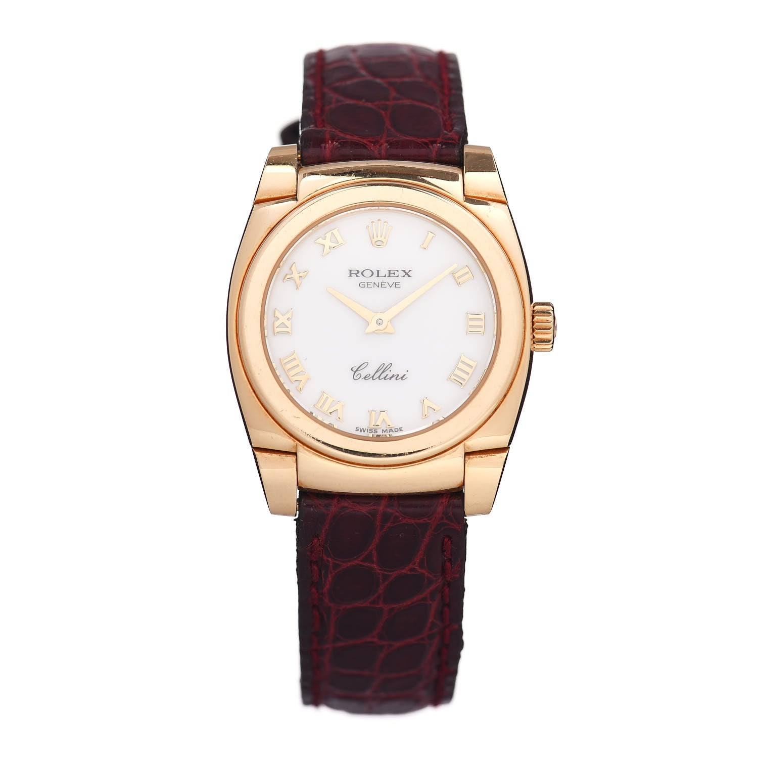 Rolex 18K Yellow Gold Alligator 26mm Cellini Manual Winding Watch White 5310 1 of 4