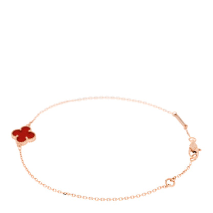 Van Cleef & Arpels 18K Rose Gold Carnelian Sweet Alhambra Bracelet 2 of 5
