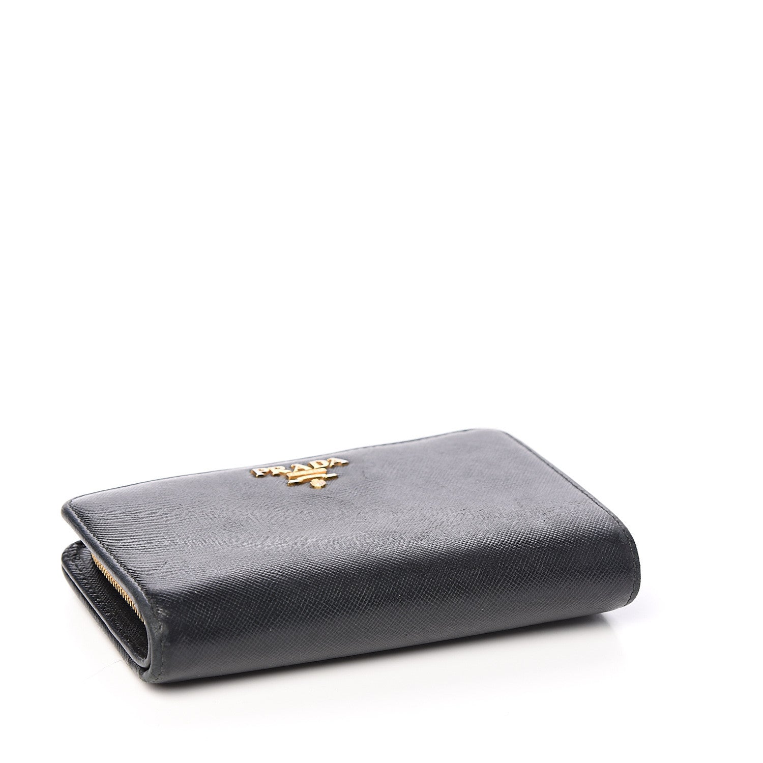 Prada Saffiano Metal Compact Wallet Black 3 of 7
