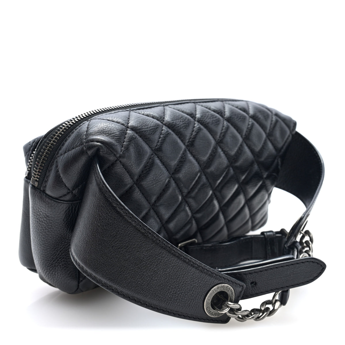 Calfskin Quilted Waist Bag Black