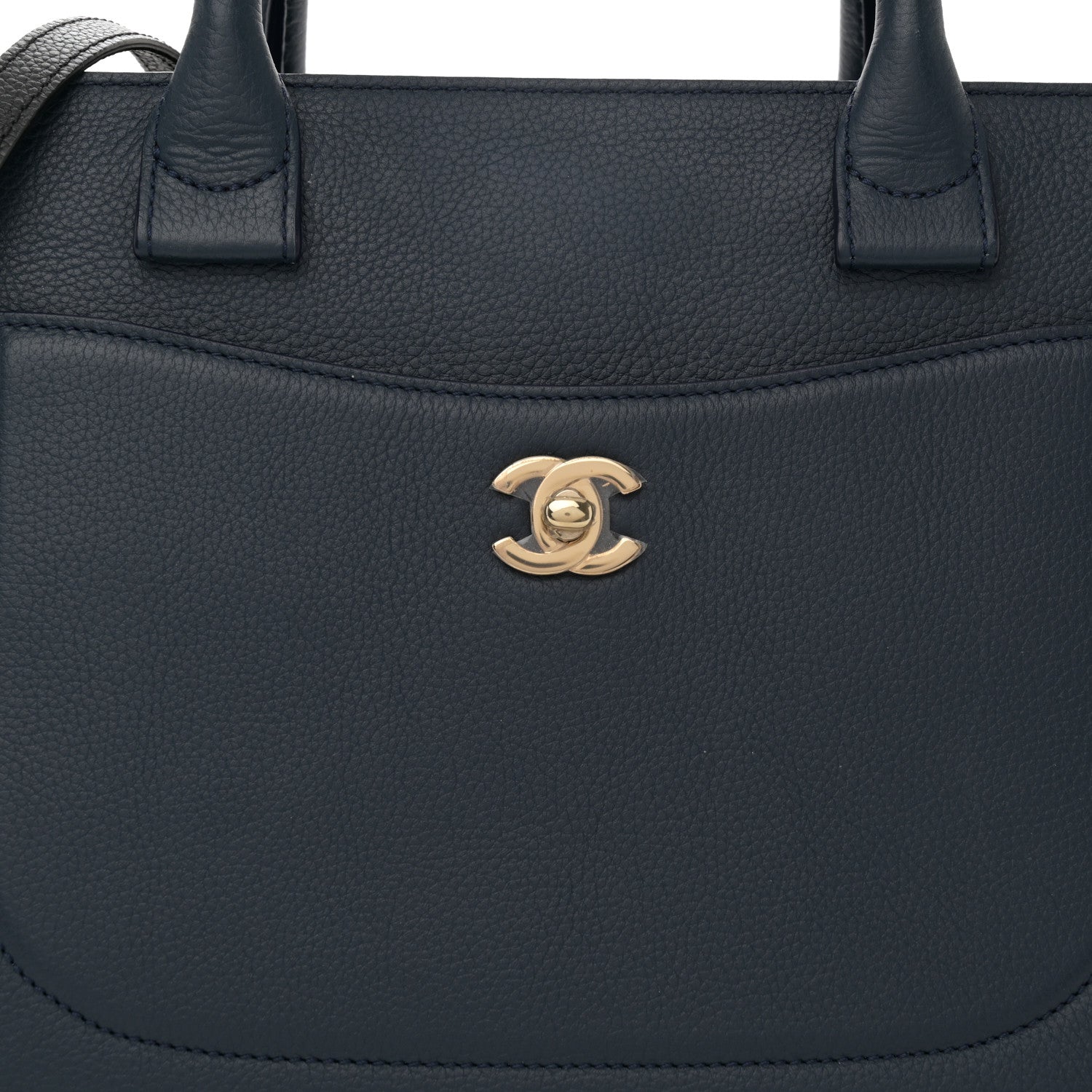 Chanel Grained Calfskin Neo Executive Shopper Tote Dark Blue Black 9 of 16