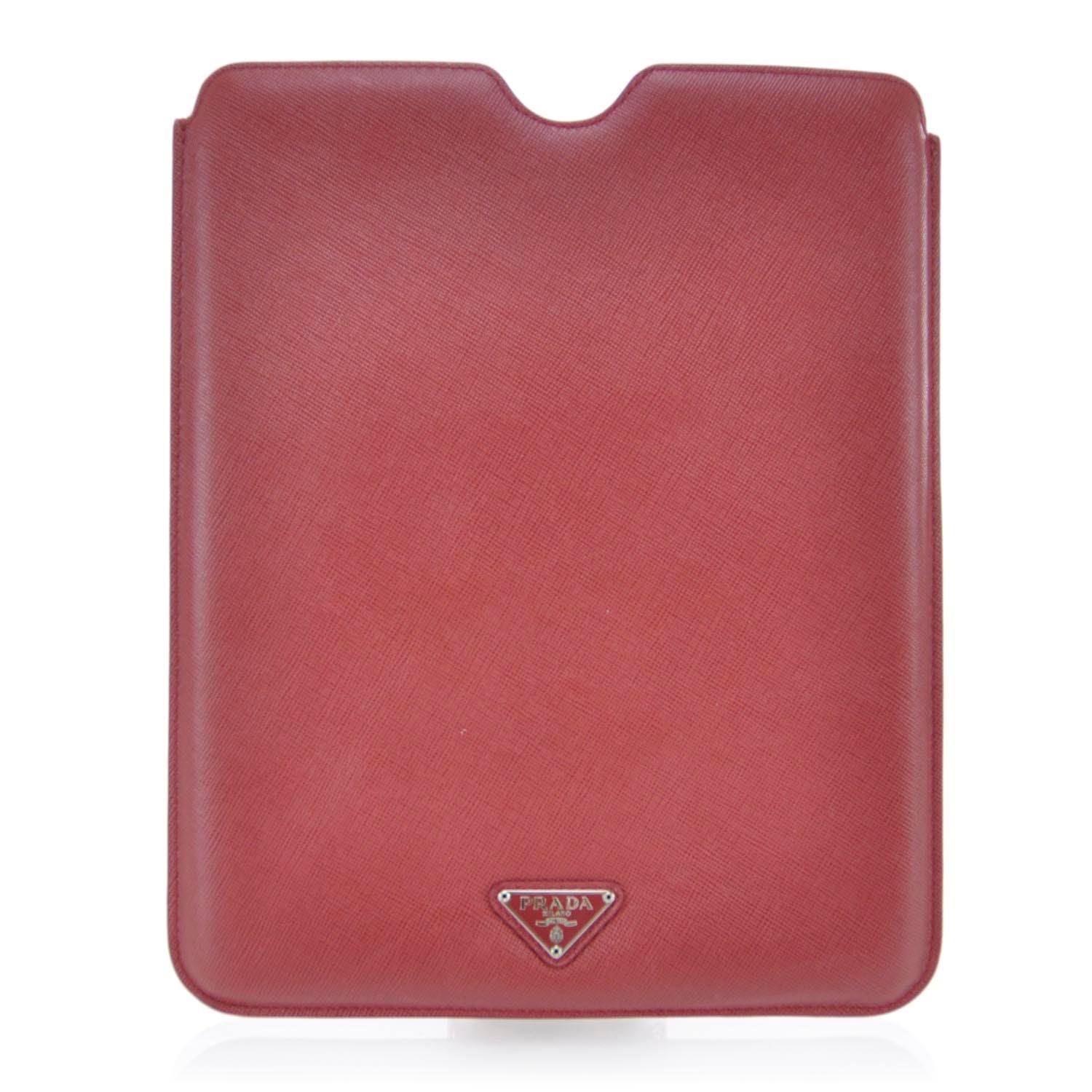 Prada Saffiano iPad Sleeve Case Red 1 of 7
