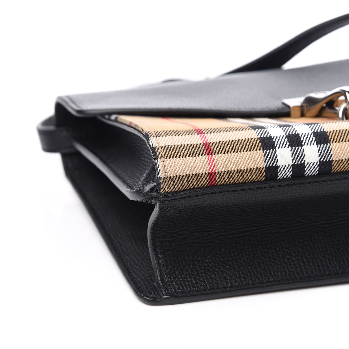 Grainy Calfskin Vintage Check Small Macken Crossbody Bag Black