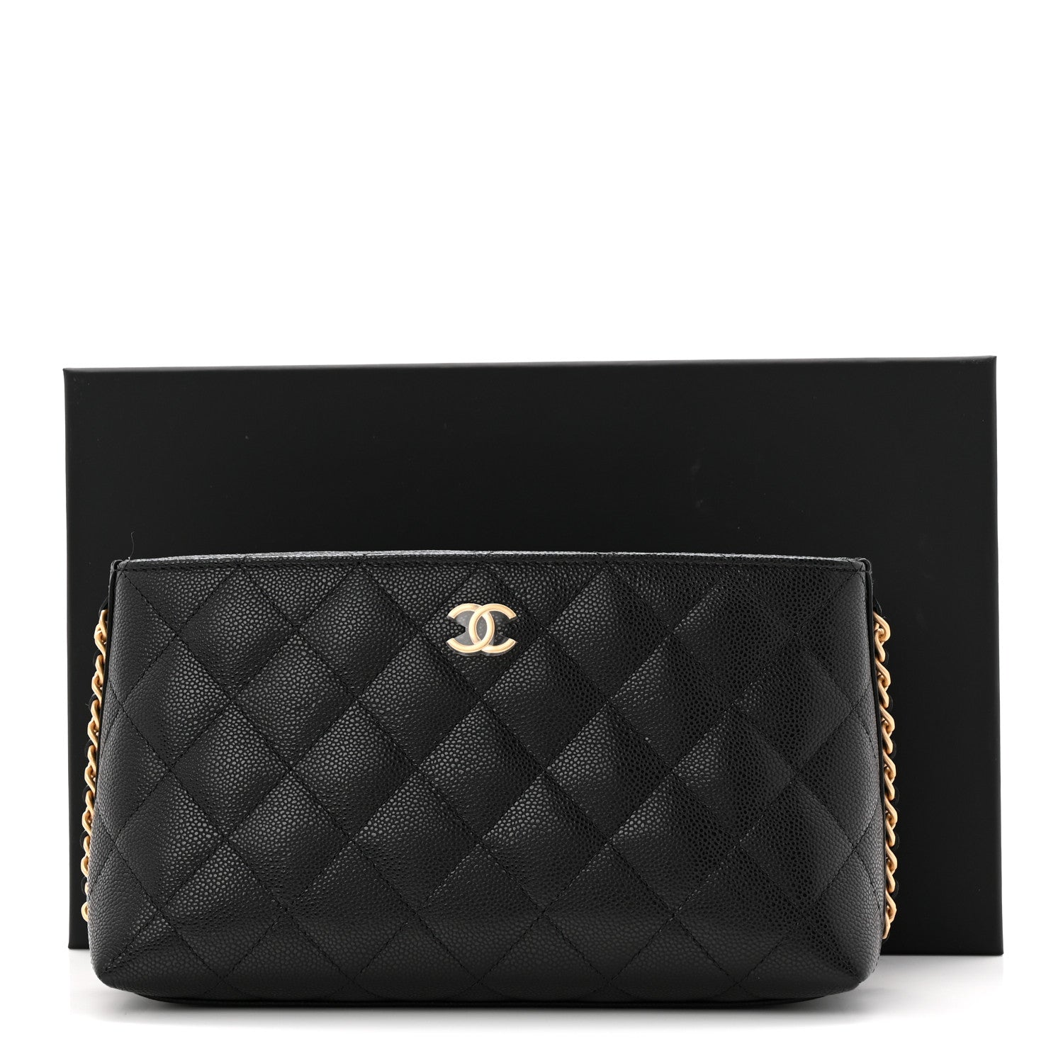 Chanel Caviar Quilted Chain Cosmetic Case Black 11 of 11