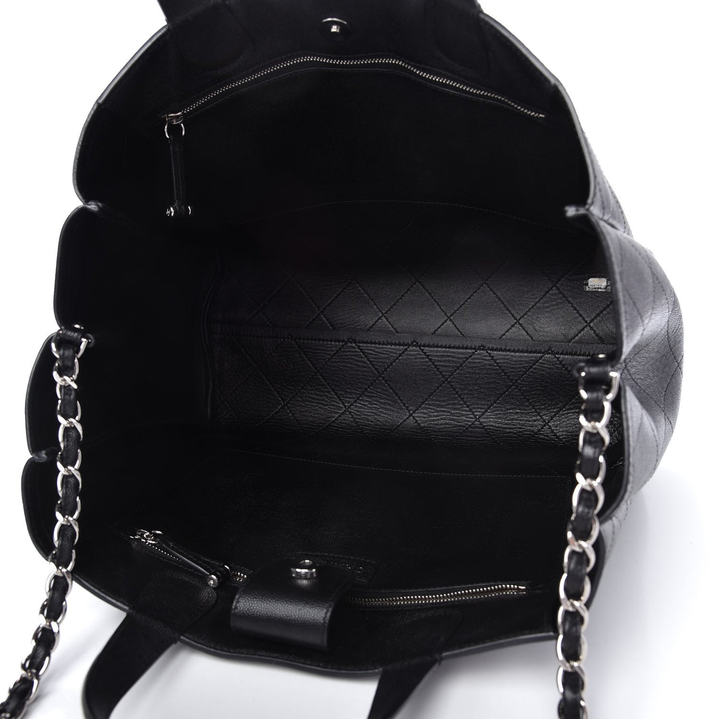 Caviar Stitched Large Shopping Tote Black