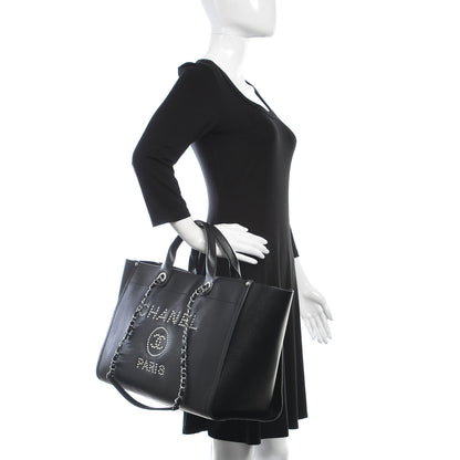 Chanel Caviar Medium Studded Deauville Tote Black 3 of 10