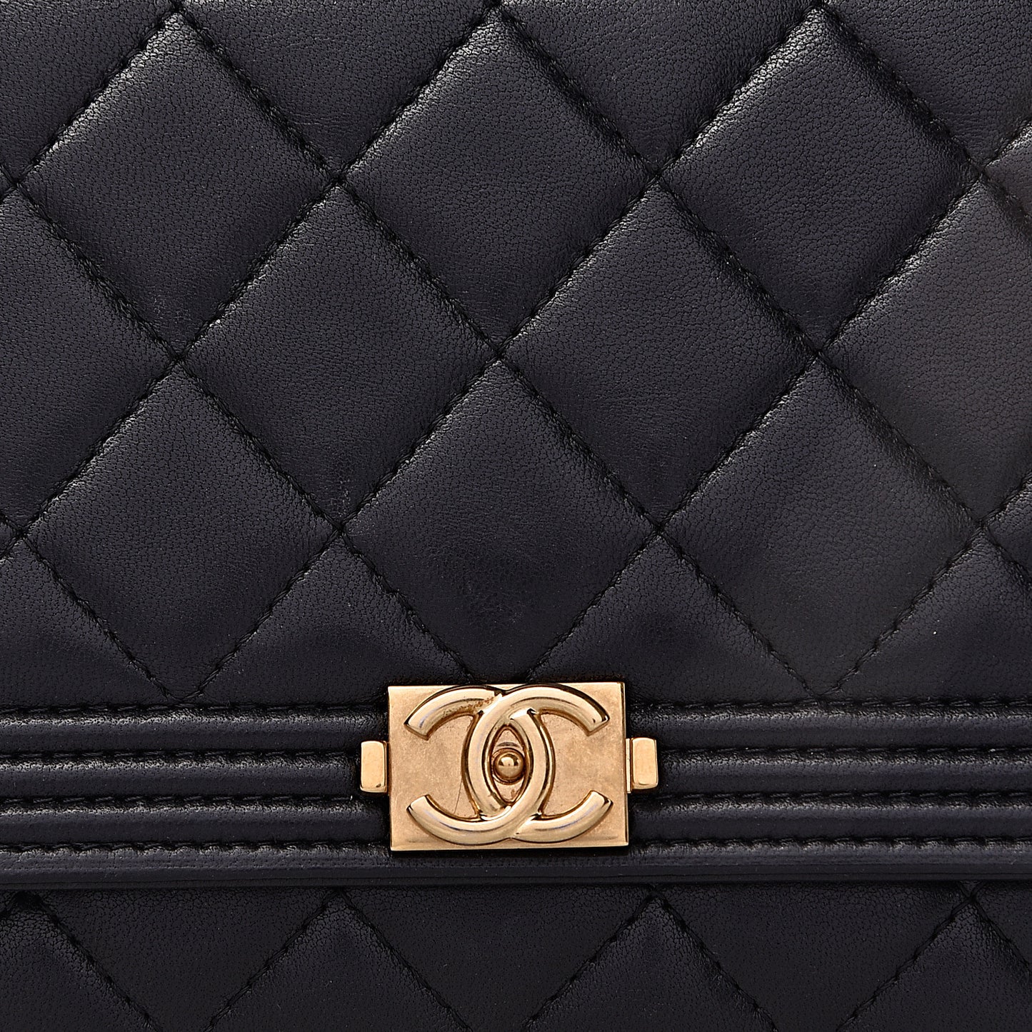 Lambskin Quilted Boy Wallet On Chain WOC Black
