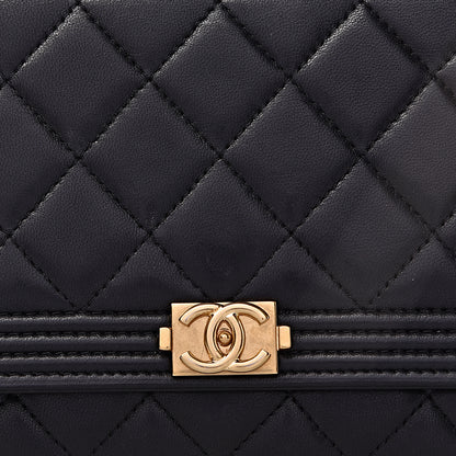 Chanel Lambskin Quilted Boy Wallet On Chain WOC Black 11 of 14