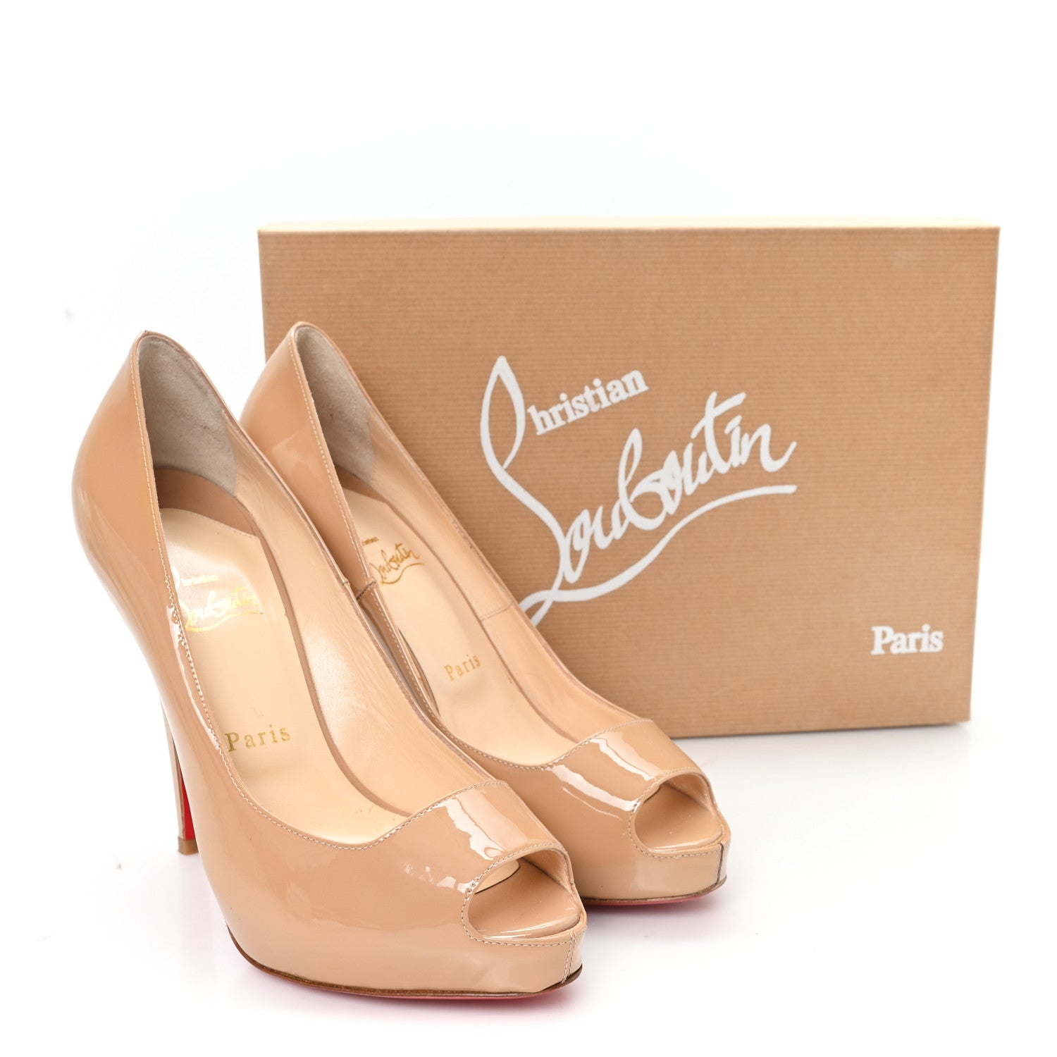 Christian Louboutin Patent Mlle Dam 120 Pumps 38.5 Nude 9 of 9