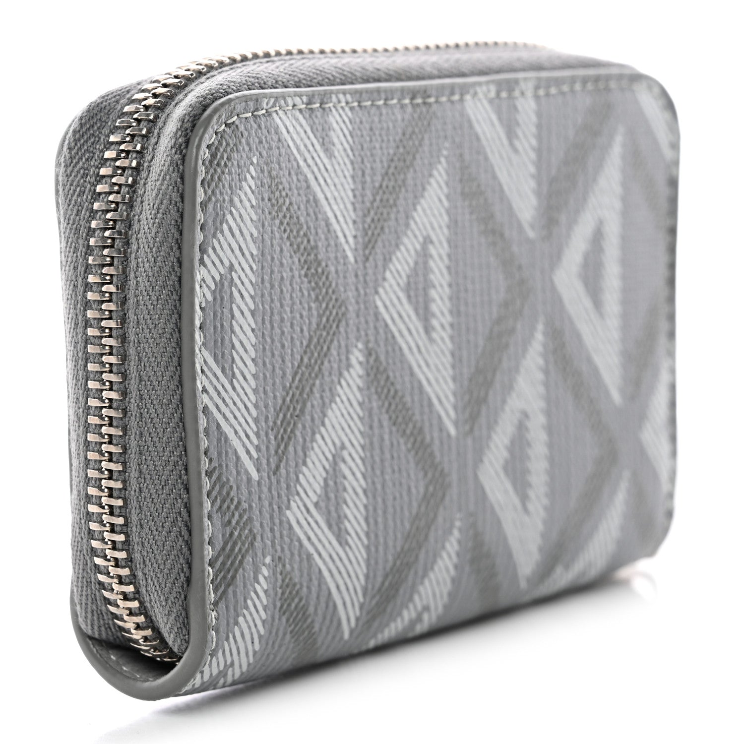 Christian Dior Coated Canvas Calfskin CD Diamond Zipped Coin Purse Grey 3 of 7
