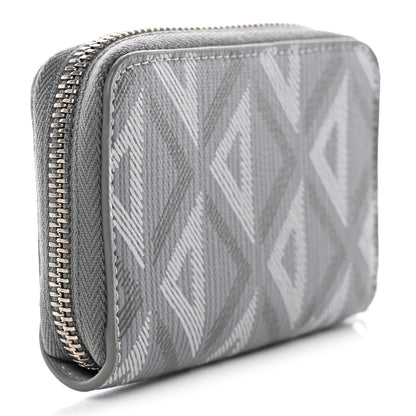 Christian Dior Coated Canvas Calfskin CD Diamond Zipped Coin Purse Grey 3 of 7