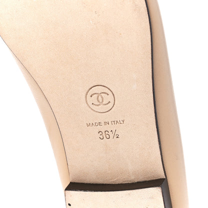 Chanel Lambskin Cap Toe CC Ballerina Flats 36.5 Beige Black 6 of 9