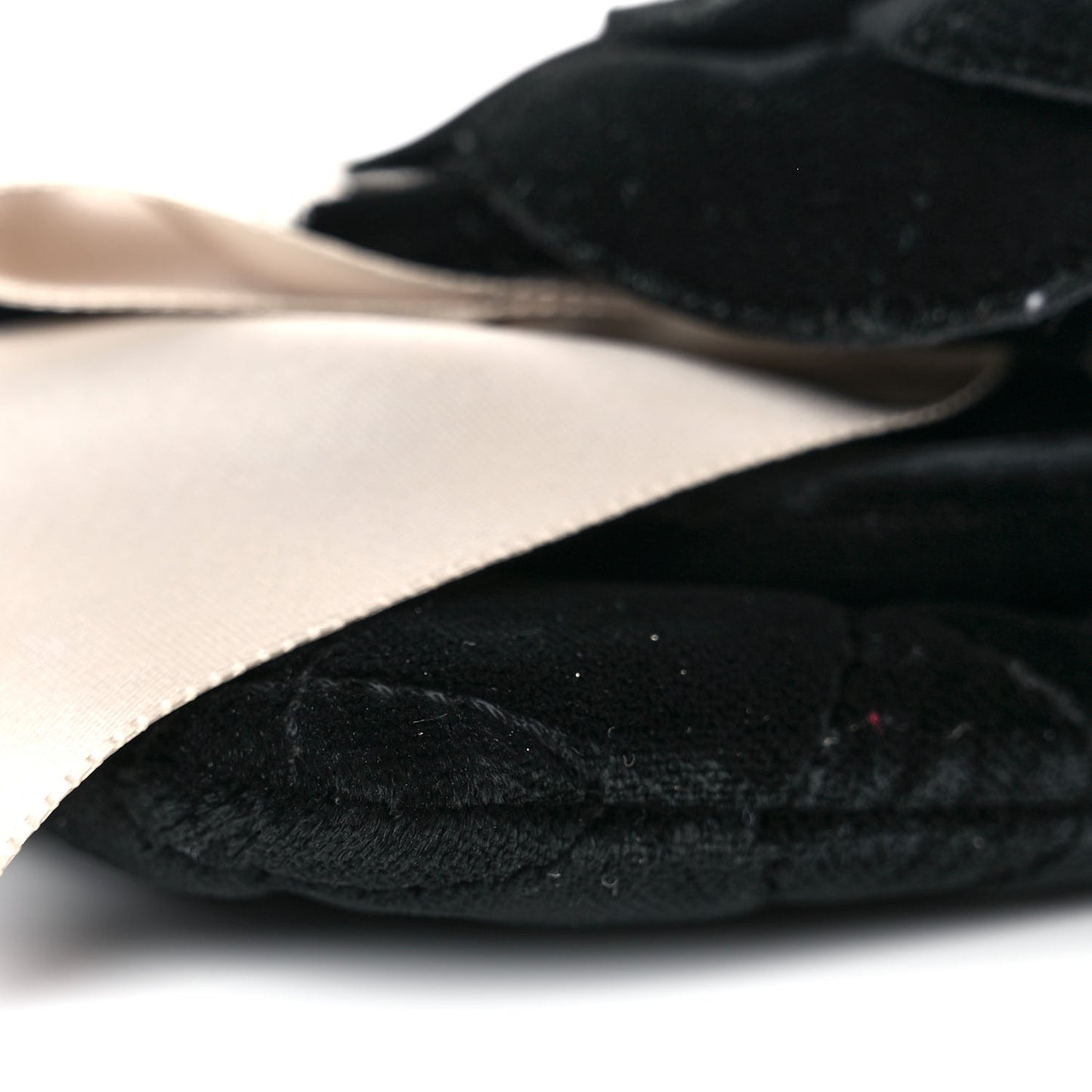 Velvet Quilted Camellia Wristlet Black