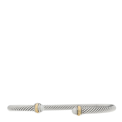 David Yurman Sterling Silver 18K Yellow Gold Cultured Pearl 4mm Cable Classics Bracelet 1 of 3