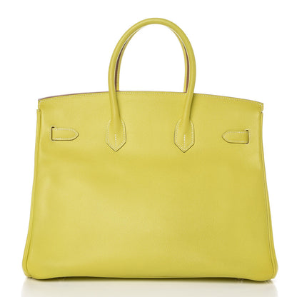 Hermes Epsom Candy Birkin 35 Lime Gris Perle 4 of 33
