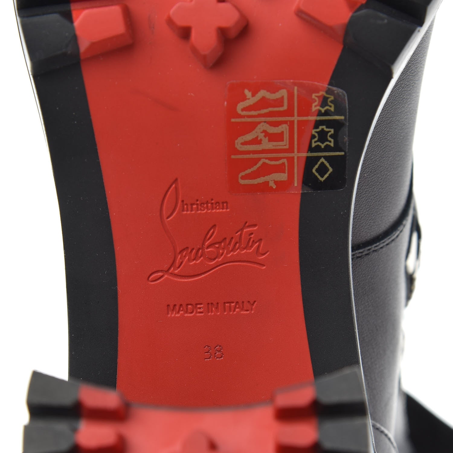 Christian Louboutin Calfskin Winter Spikes 70 Combat Boots 38 Black 6 of 7