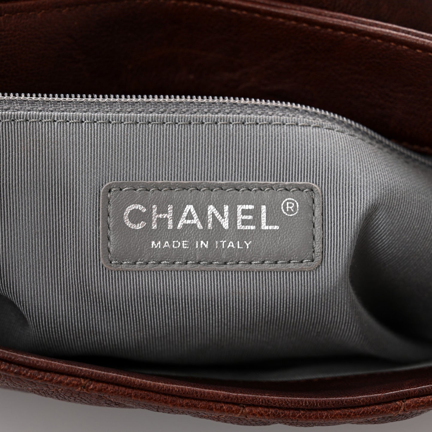 Washed Lambskin Quilted Chain Around Maxi Flap Dark Brown