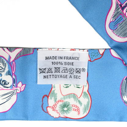 Hermes Silk Dress Code Twilly Bleu Azur White Rose 2 of 4